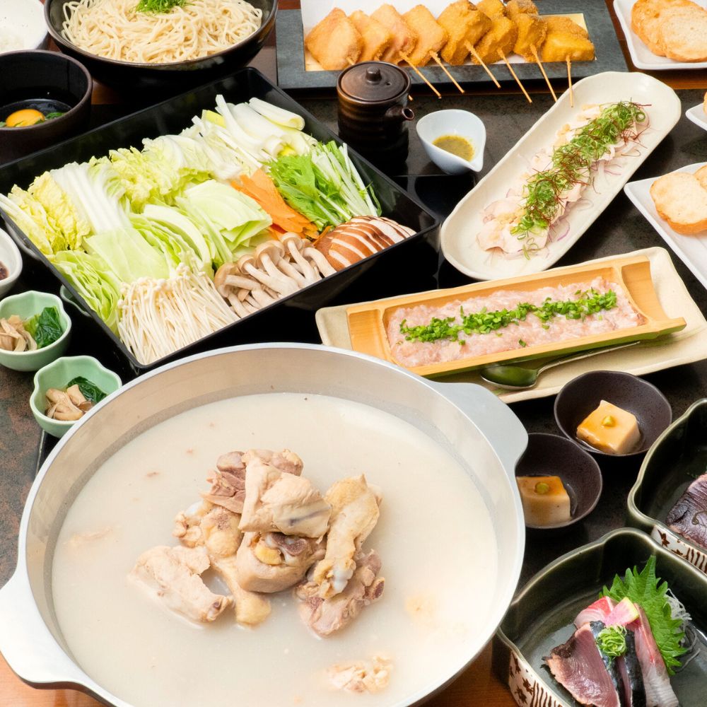 選べる特選鍋【はかた地どりの水炊き鍋コース】飲み放題込み6,000円