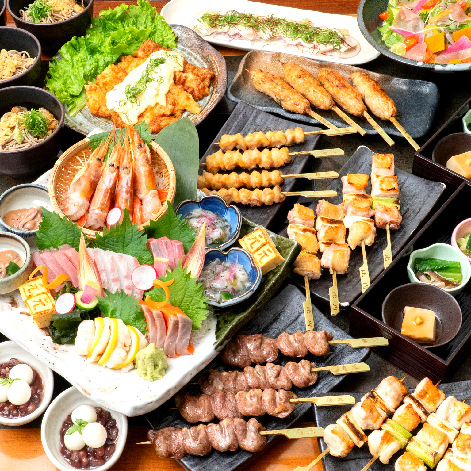 【秋田比内地鶏と豪華刺身盛合せコース】飲み放題込み7,000円